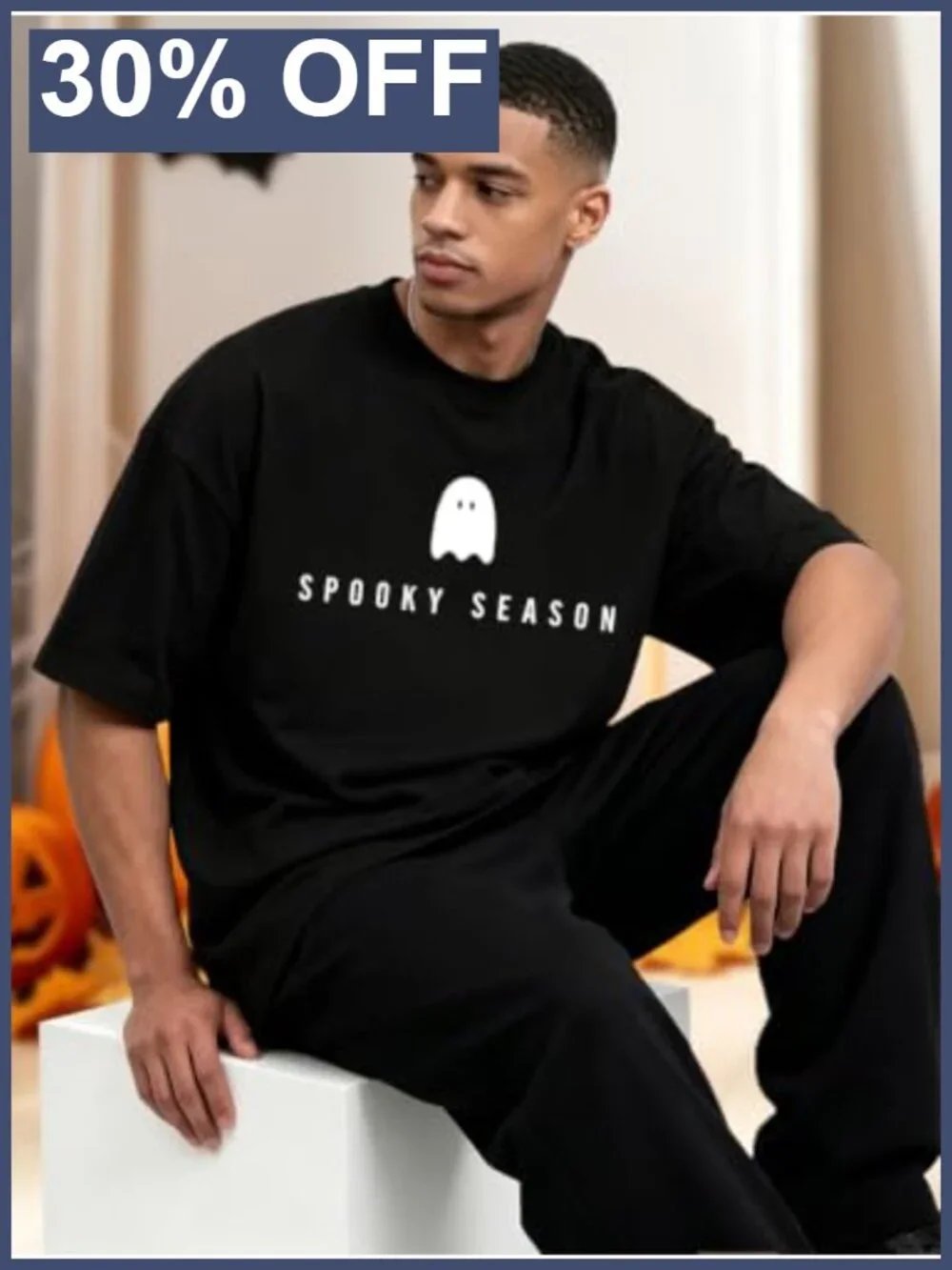 Men's Halloween Ghost Tee Loose Fit Spooky Season Short Sleeve_3